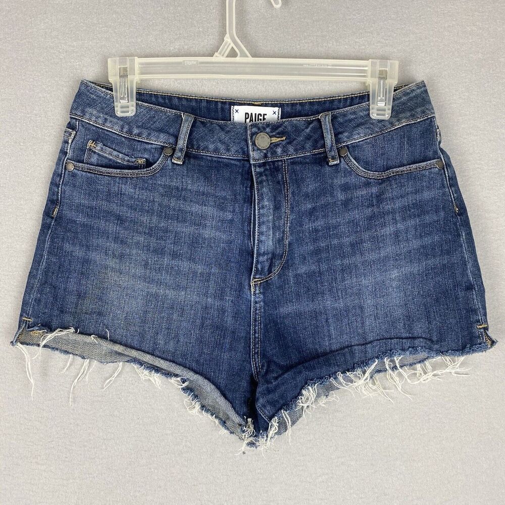 Paige Denim Beach House Jean Shorts Size 29 Blue Comfort Summer Vacation Raw Hem